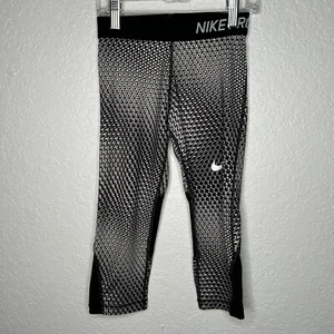 Nike Pro Dri-Fit Compression Leggings Girl's Small 938995-010 Black & White - Picture 1 of 7