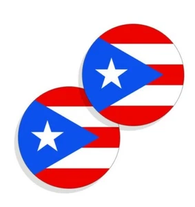 Juego redondo de 4 pegatinas de bandera de Puerto Rico calcomanías de vinilo pegatinas de bandera de relaciones públicas - Imagen 1 de 4