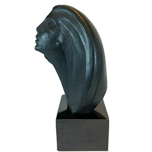 Vintage Star Gazer Bust Austin Prod 1980 Art Deco Modern Sculpture Black - Picture 1 of 12