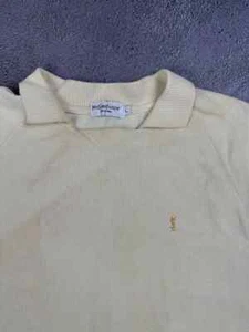 YVES SAINT LAURENT YSL VINTAGE 90s COLLARED SWEATER MENS BEIGE SIZE L - Picture 1 of 7