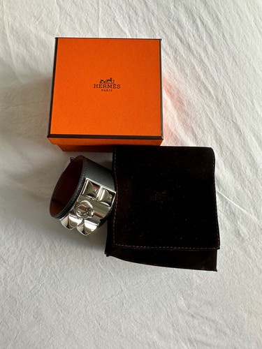 HERMÈS Bracciale Hermes Collier de Chien nero con ferramenta palladio