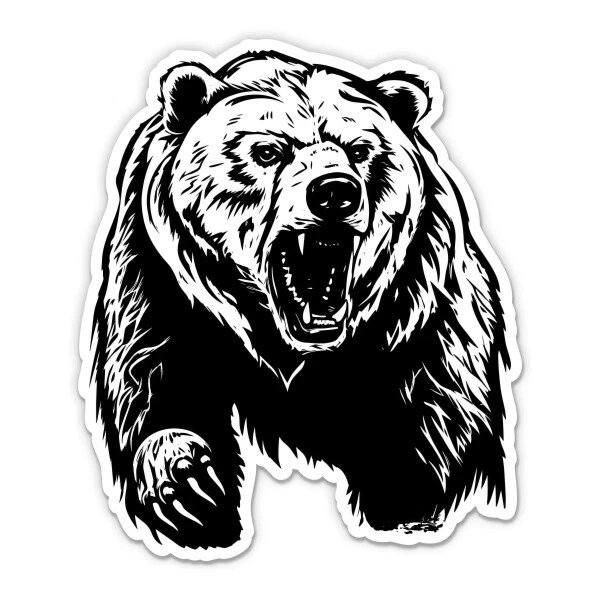AK STICKERS Bear Grizzly Brown Angry Vinyl Sticker - SELECT SIZE