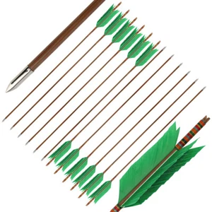 33" Bamboo Arrows 4'' Turkey Feathers Archery Longbow Recurve Bow Hunting Target - Picture 1 of 36