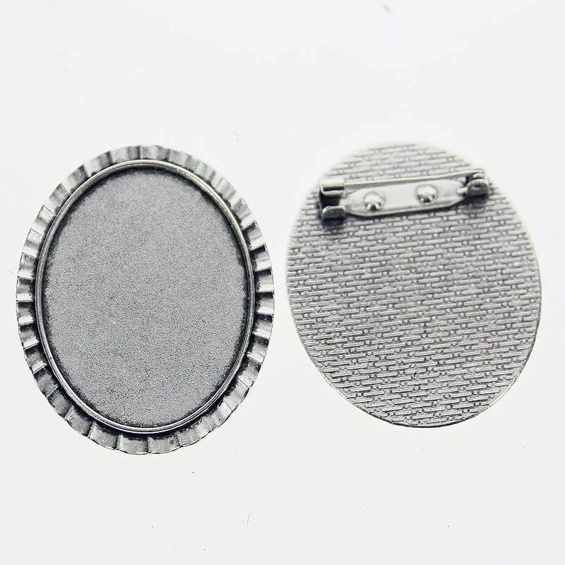 3pcs Tibetan Silver Color Oval 40x 30mm Cabochon Settings Brooch Design XA038 - Image 1 of 1