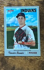 2019 Topps Heritage Real One Autographs Red Ink #ROATB Trevor Bauer /70 #X6746