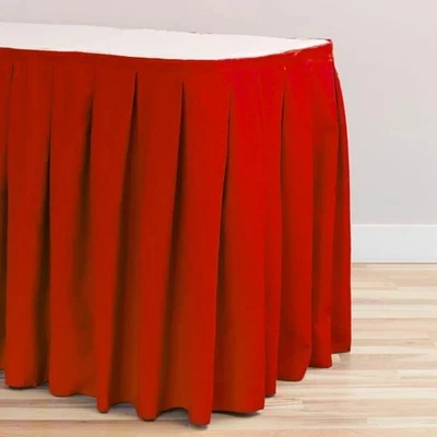21' Foot Pleated Polyester Table Skirt for 8' Table Wedding Event Tradeshow +Bag - Image 1 of 4