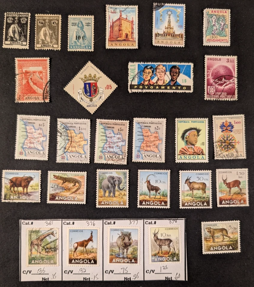Angola - Bonito lote de 27 sellos usados, en muy buen estado/en muy buen estado. Foto 1 de 1