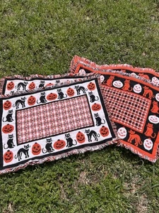 Tovagliette Halloween Vintage Tessuto 4 Gatti Jackolantern Reversibili - Foto 1 di 9