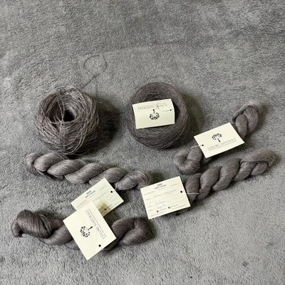 COLORI NATURALI YARN 4 Skeins 2 Cakes Linen & Hemp Smoke Tree Gray Italy - Image 1 of 4