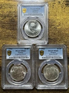 1964 GRIECHENLAND & DÄNEMARK SILBER 30 DRACHMEN / 5 KRONEN ROYAL WEDDING PCGS MS65/64 - Bild 1 von 5