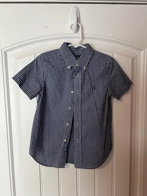 Polo Ralph Lauren Boys Size 4 Short Sleeve Button Down Blue Gingham Shirt - Image 1 of 4