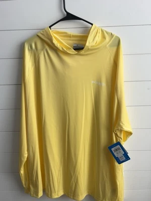 COLUMBIA Dry Fit NWT Yellow Hooded Long Sleeve Top Sz XXL Quick Dry 0511 - Image 1 of 4