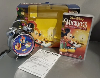1999 VHS Disney Mickey's Once Upon A Christmas Video Alarm Clock Gift Box Set - Image 1 of 4