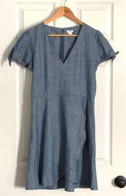 J экипажа женщин джинсовой ткани Chambray надежном платье v-образным вырезом короткий рукав назад молнии размер 8 - Изображение 1 из 4