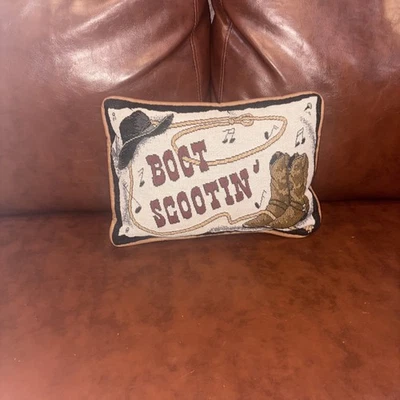 Almohada Decoración Occidental Silla Cama Cuero Bordado Bota Scootin Almohada Foto 1 de 4