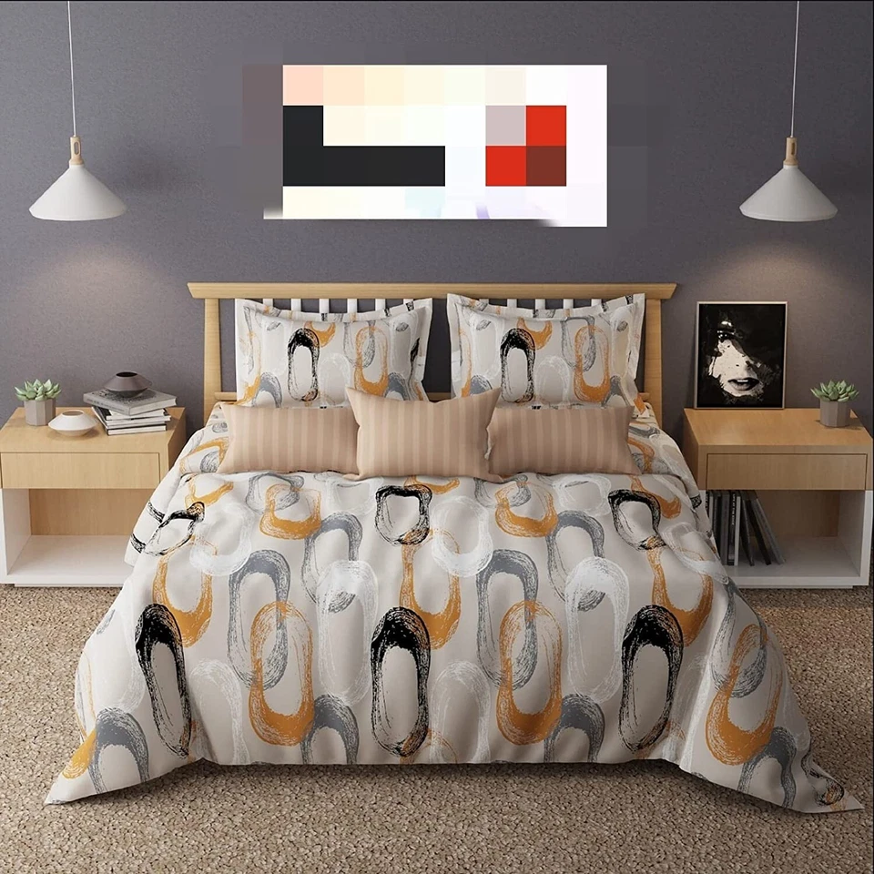 Juego de sábanas de algodón puro tamaño queen 100*90" diseño esférico estampado Foto 1 de 1