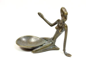 VINTAGE 1950s RICHARD ROHAC "RR" AUSTRIAN BRONZE AFRICAN WOMAN STATUE SCULPTURE - Picture 1 of 10