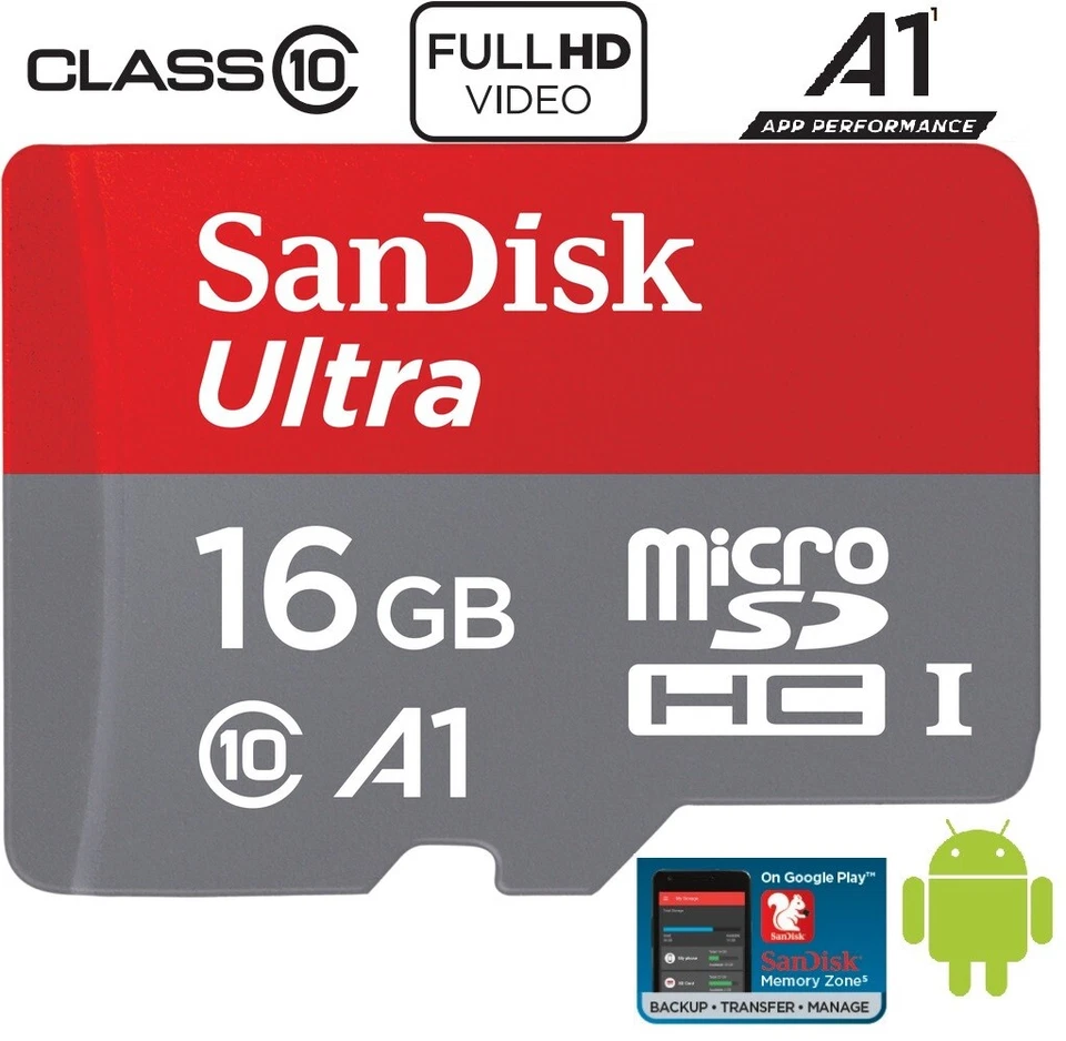 MicroSD 16GB SDHC ULTRA UHS-I ORIGINALE SanDisk Classe 10 98MB/s + Adattatore SD - Immagine 1 di 1