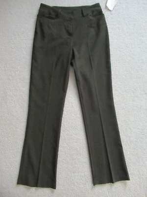 NWT Fashion Bug Y2K Dark Green Stretch Straight Leg Front Crease Career Pants 6 - Image 1 of 4