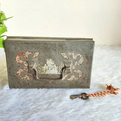 1930 Vintage Litho Boite Tirelire Bijoux Boîte Kit Tajmahal Imprimé Anglais Fait - Photo 1/4