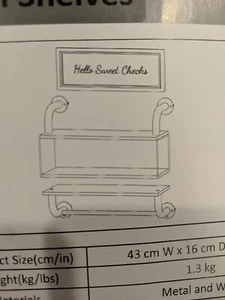 Tinpin Bauernhaus Badezimmer 3 Ablagen. 17" lang, Holzmaserung Regale mit schwarzen Rohren - Bild 1 von 3