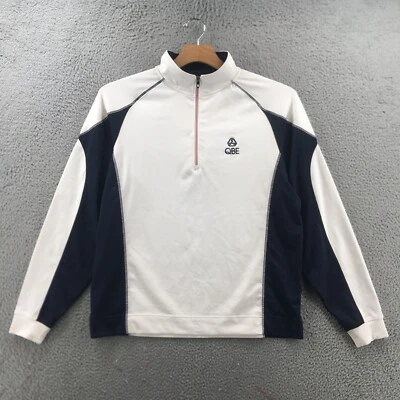 Footjoy Quarter Zip Pullover Activewear Top Mens Medium White Blue Long Sleeve - Image 1 of 4