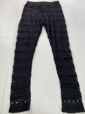 Ethyl Women’s Small Black Flat Front Lace Overlay Ankle Length Layered Leggings - Image 1 of 4