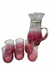 MCM Blendo Pink Juice Pitcher with 6 Matching Pink Juice Glasses ~ Estate Read