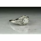 Art Deco Style 215Ct Old European Cut Lab Created Diamond Milgrain Silver Ring