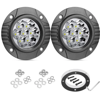 2PCS 5Inch 80W Round Flush Mount LED Pods Driving Lights LED Work Fog Off Road  - image 1 of 4