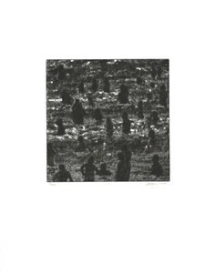 WAYNE GONZALES Beach SIGNED 18" x 14" Etching 2014 Contemporary Black & White - Picture 1 of 2