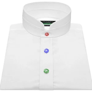 Camisa de vestir de noche blanca para hombre con botones multicolores cuello alto Nehru China - Imagen 1 de 8