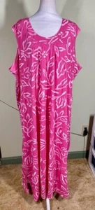 Dreams & Co Sleeveless V-Neck Lounger Nightgown Womens 4X Pink White Floral NEW - Picture 1 of 12
