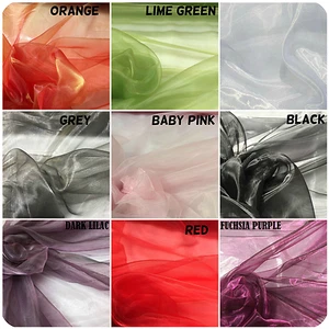 Plain Sheer Organza Fabric - Voile Tulle Net Curtains Wedding - 295cm Extra Wide - Picture 1 of 18