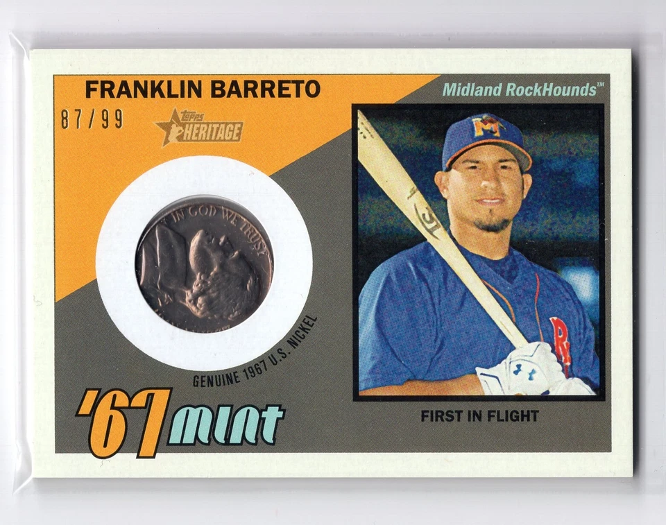 Topps Heritage Minor '67 2016 reliquias como nuevas níquel #67M-FB Franklin Barreto 1/99 Foto 1 de 2