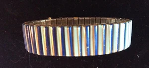 Turquoise and Lapis bracelet set on an expandable metal watch band  - Picture 1 of 3