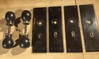 2 Pairs Of Antique Ebony Doorknobs With Backplates