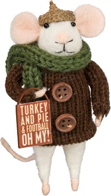 Primitives by Kathy Fall Felt Mouse Turkey Pie Football Sign Ornament Critter