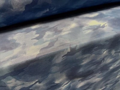 Tecido de elastano elástico rede malha elétrica, por metro - Estampa camuflada - Azul - Imagem 1 de 3