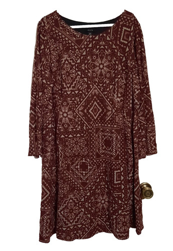 Abito in guaina Alyx taglia 20 W grigio bordeaux lavorato a maglia manica lunga cuciture principessa foderate