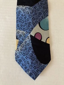 Stefano Milano Men's Necktie Tie Silk Blue Black Yellow Pink Geometric Made Ital - Picture 1 of 5