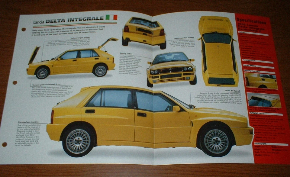 Lancia Delta Evo 1993 2 hojas especificaciones folleto impresión póster foto 93 87 88 89 90-94 Foto 1 de 1