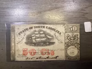 1864-Fifty Cents from the State of North Carolina-Civil Era Currency-022422-01 - Picture 1 of 4