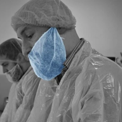 Blue Beard Snood Mask Disposable Non Woven Food Hygiene Catering Polyco DK05