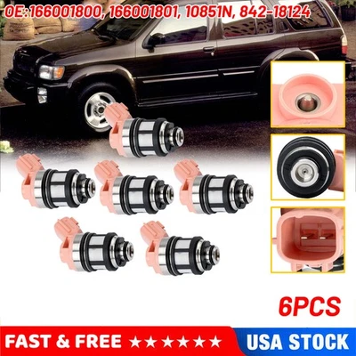 6x Fuel Injectors 166001800 For 1996-2004 Nissan Frontier Pathfinder Xterra 3.3L - Image 1 of 4