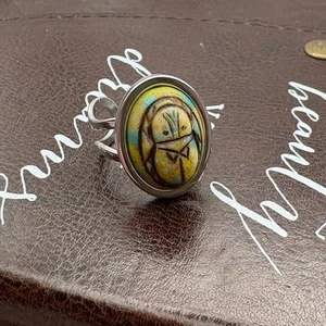 Handgefertigter Tschechischer Glas Skarabäus Ring verstellbar Edelstahl Boho Vintage - Bild 1 von 9