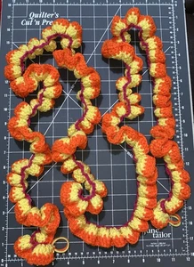 Handmade Crochet Garland Spiral Ruffle Candy Corn Orange Yellow Pink Thick 100" - Picture 1 of 7