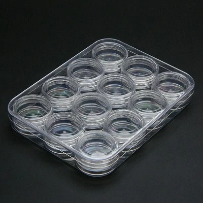 12Pcs Clear Plastic Case Bead Containers Round Small Jewelry Bead Storage Box - Image 1 of 4