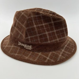 Disneyland Mickey Mouse Brown Plaid Fedora Trilby Hat Adult Size Corduroy - Picture 1 of 9