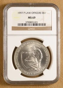 1997 P Law Officers Memorial Commemorative Silver Dollar NGC MS69 - Picture 1 of 2